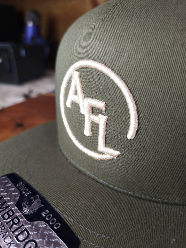 AFL - 3D Embroidery - 5 Panel Cotton Trucker Hats [Olive/ Tan]