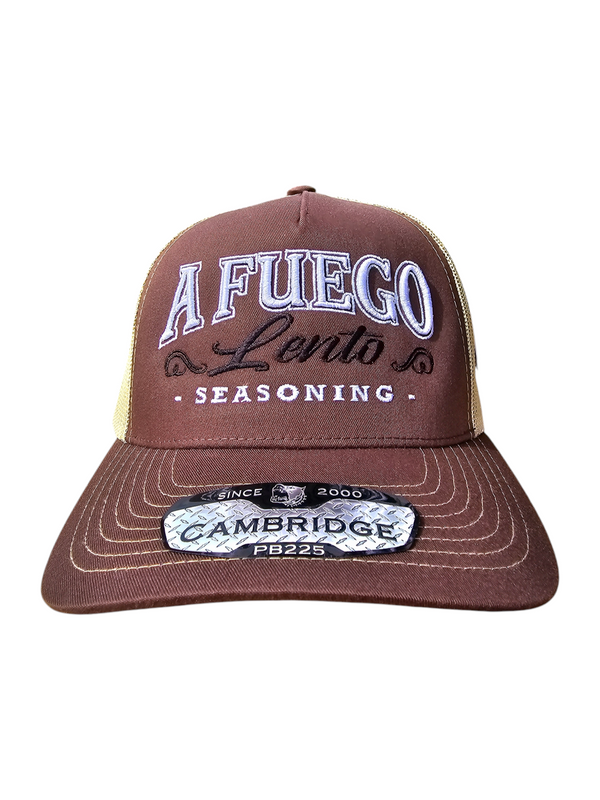 A Fuego Lento Seasoning - 3D Embroidery [Brown/ Khaki] Trucker Hat