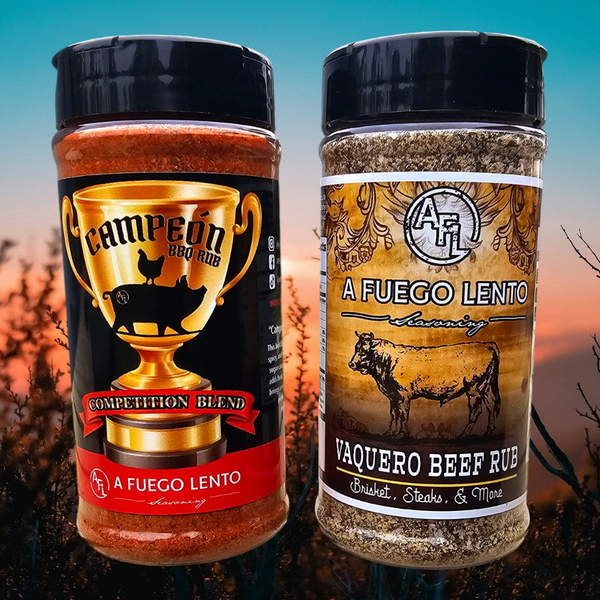 A Fuego Lento: Texas Combo - The Ultimate Flavor Duo! Buy the COMBO and you'll automatic enter a chance to win the AFL custom knife!